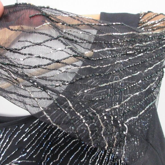 Club Monaco Women Top S Black Starburst Sequin LS Sheer Beaded Luxury Party 226 - Picture 7 of 12
